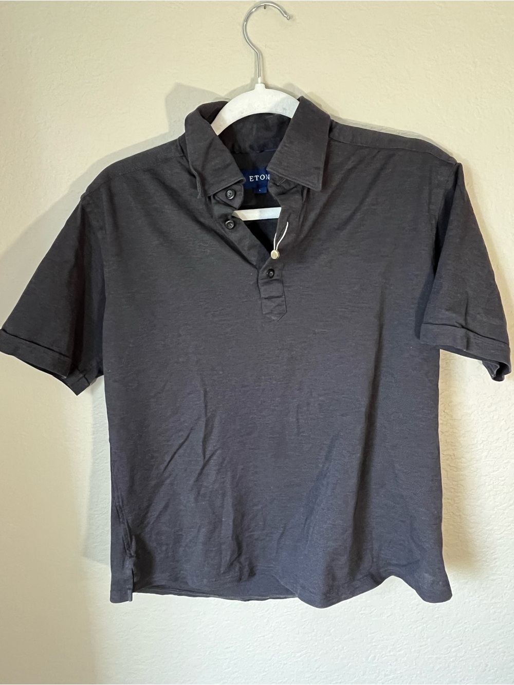 ETON Luxury Dark Gray Polo Shirt Large 100% Cotton European Designer NWOT